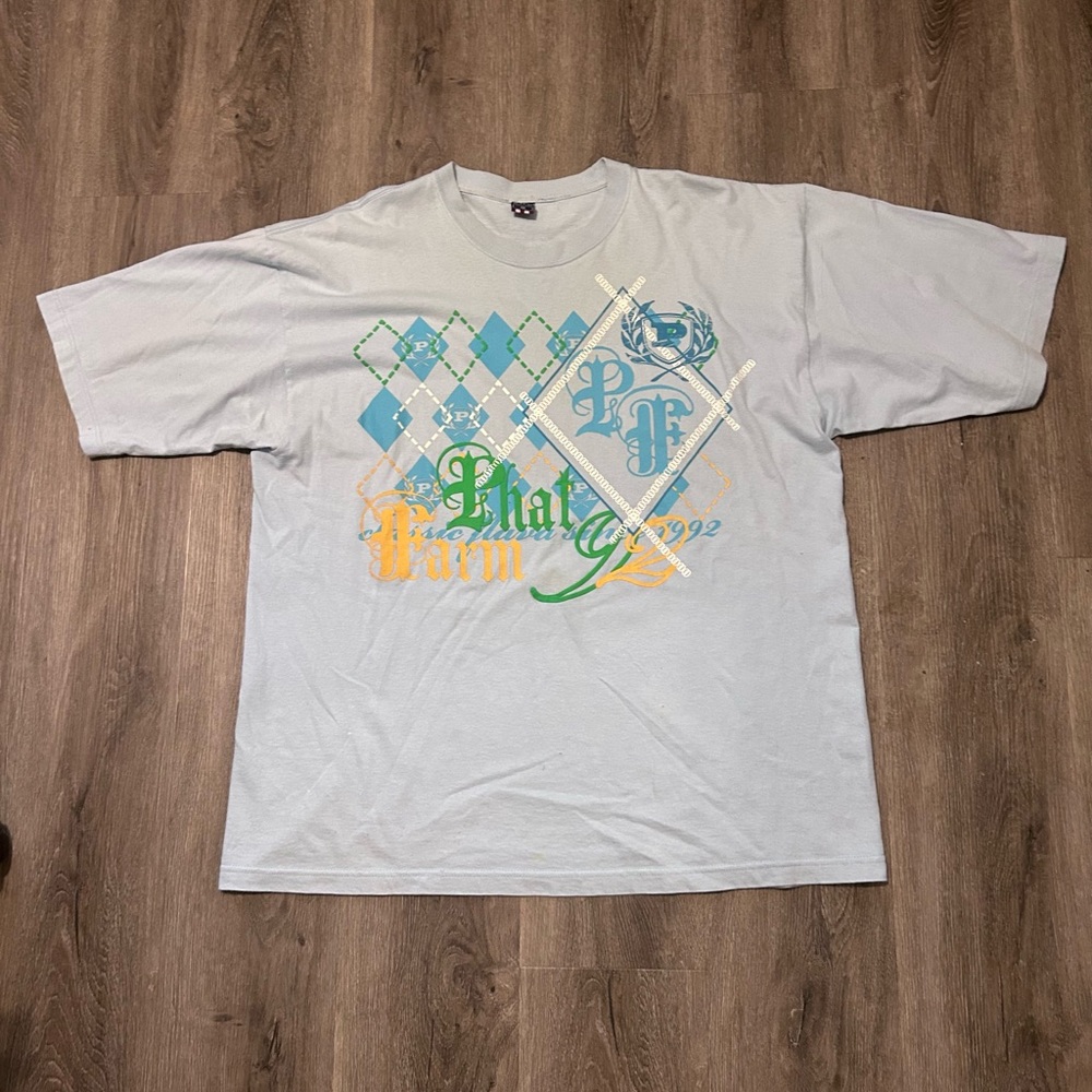 VTG Phat Farm Men’s Shirt XL Blue Argyle 1992 Baby Blue Hip Hop Y2K Rap 90s